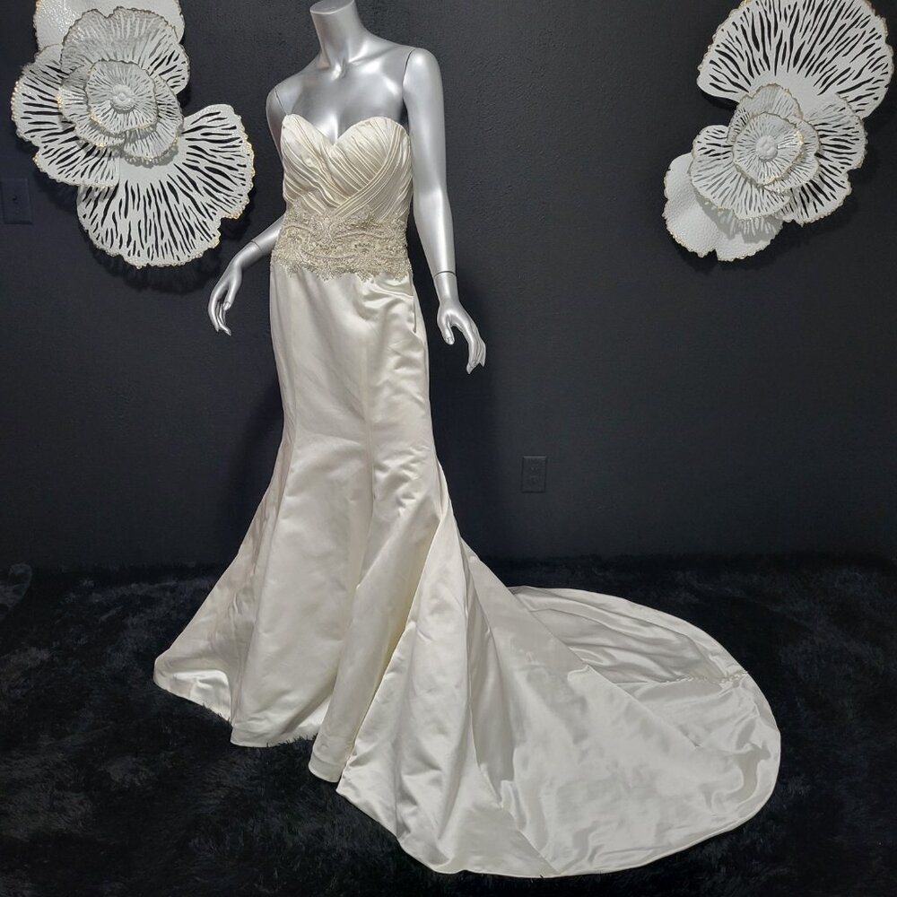 NWT~$1850~CB COUTURE~6/8~IVORY STRAPLESS MERMAID FIT & FLARE WEDDING DRESS